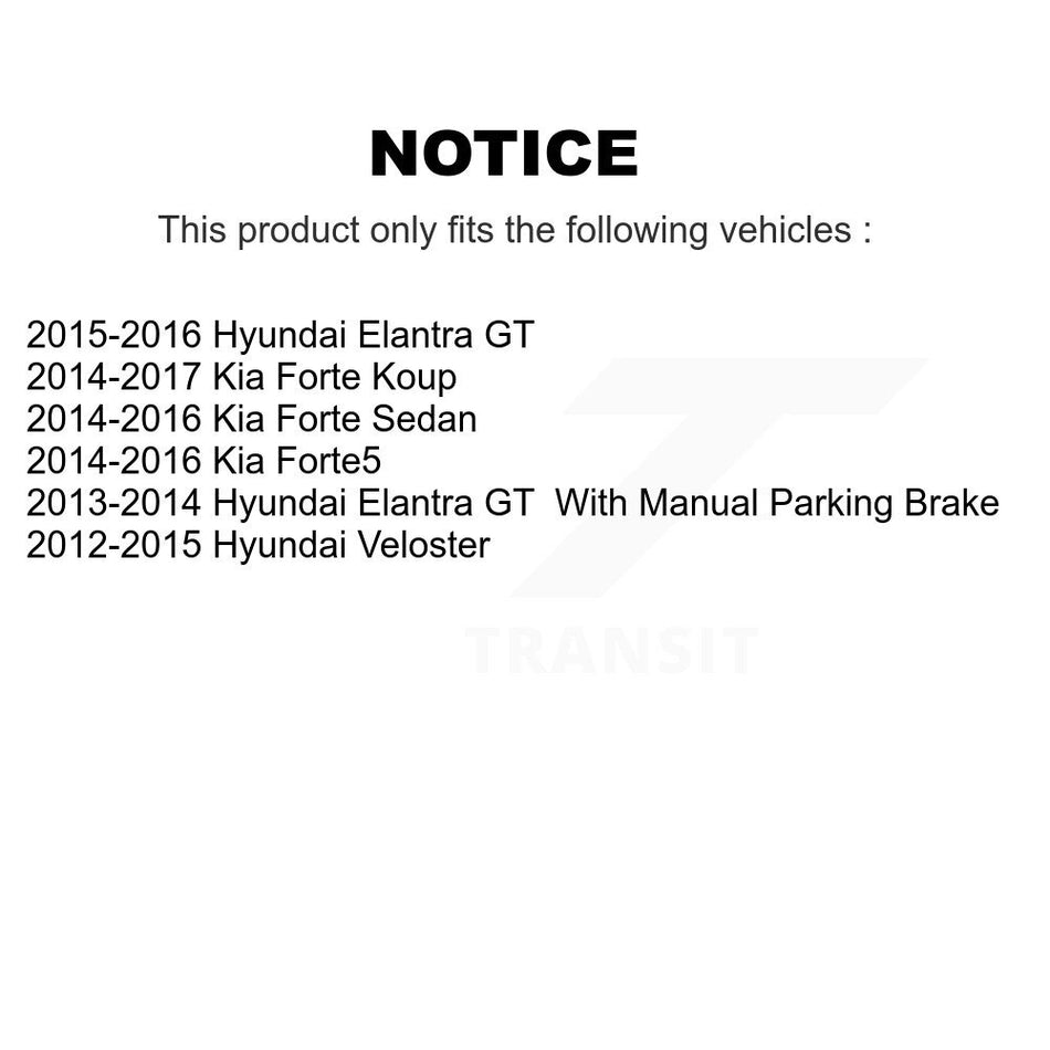 Rear Brake Caliper Rotors Ceramic Pad Kit For Hyundai Elantra GT Kia Forte Veloster Koup KC8-100262T