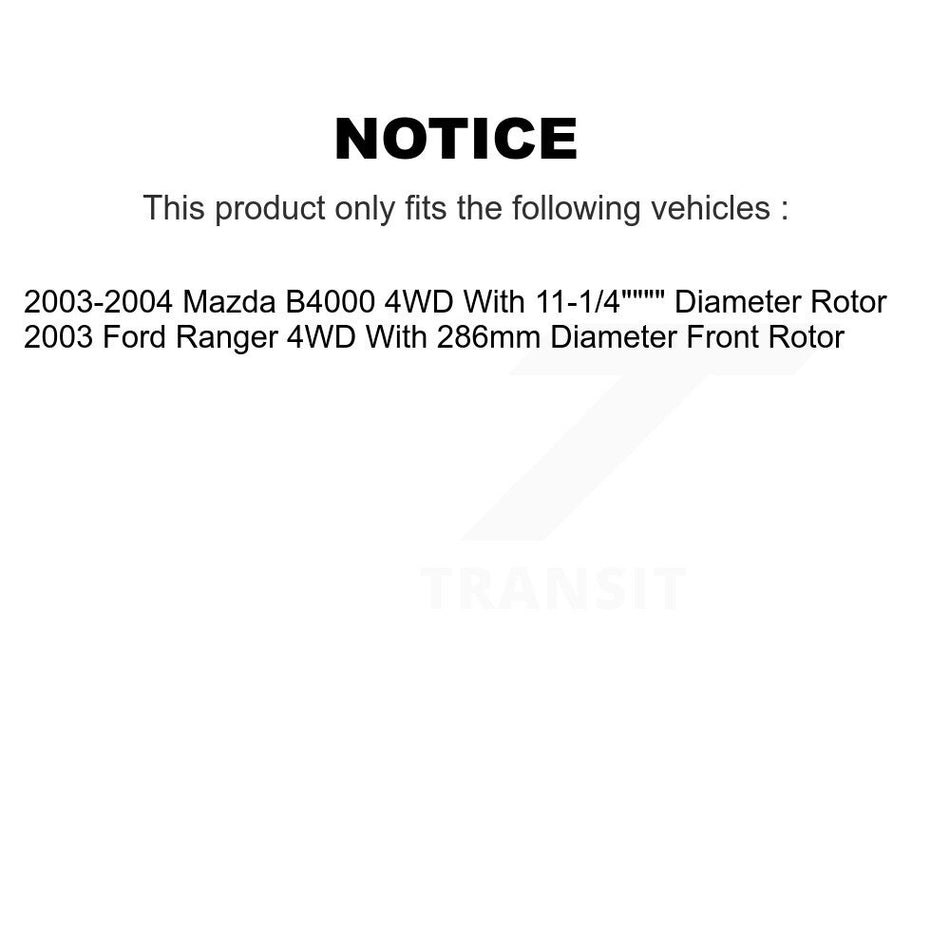 Front Disc Brake Caliper Rotor And Semi-Metallic Pad Kit For Ford Ranger Mazda B4000 4WD KC8-100297P