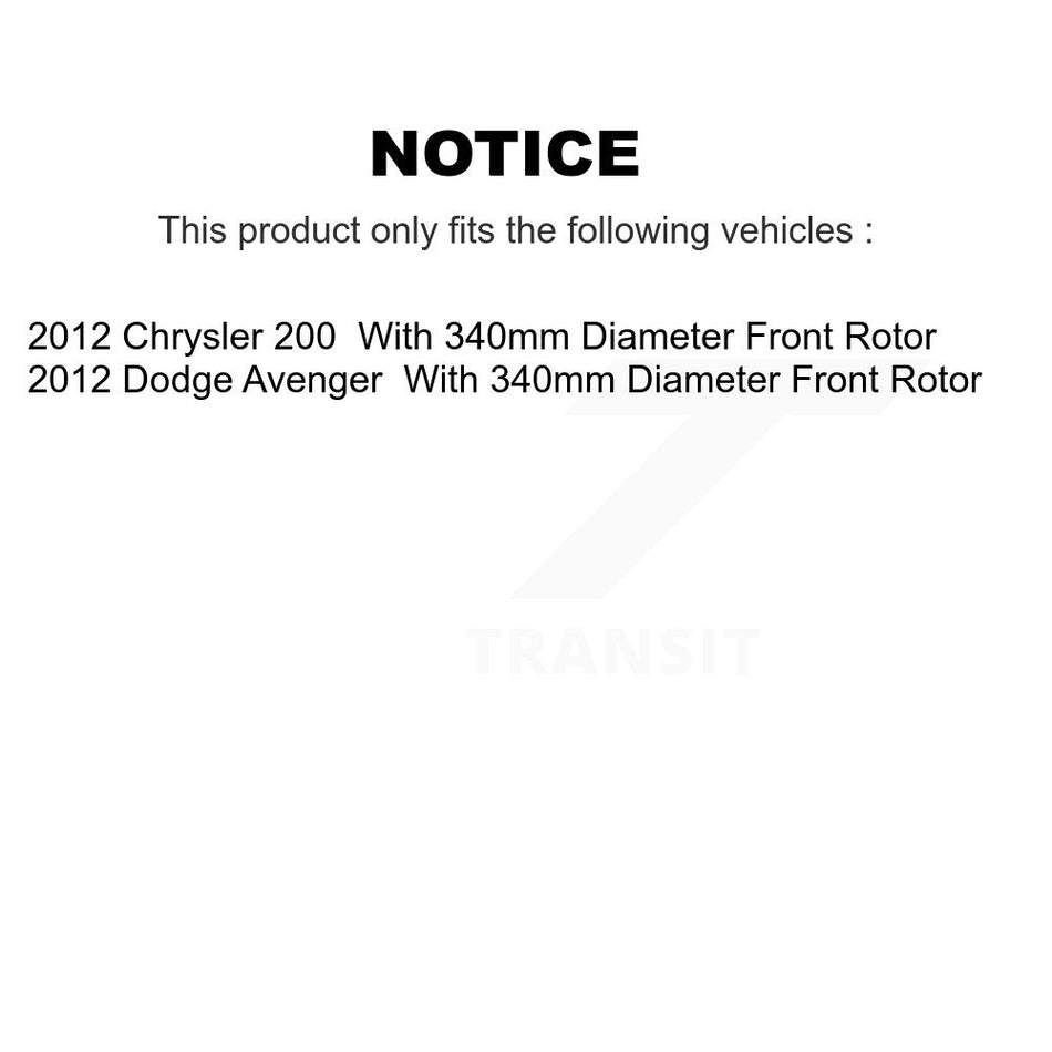 Front Disc Brake Caliper Rotors And Ceramic Pads Kit For 2012 Chrysler 200 Dodge Avenger KC8-100338C