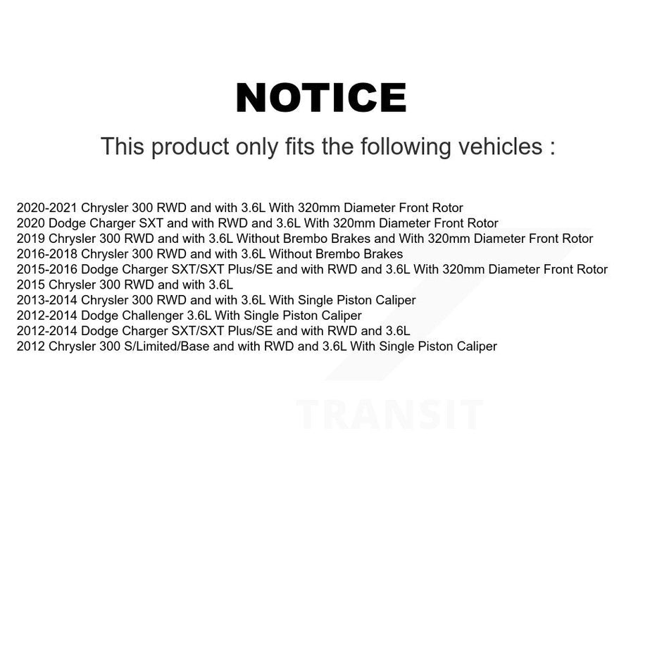 Front Disc Brake Caliper Rotor Ceramic Pad Kit For Chrysler 300 Dodge Charger Challenger KC8-100367T
