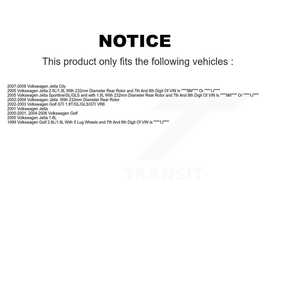 Rear Disc Brake Caliper Rotors And Semi-Metallic Pads Kit For Volkswagen Jetta City KC8-100382S
