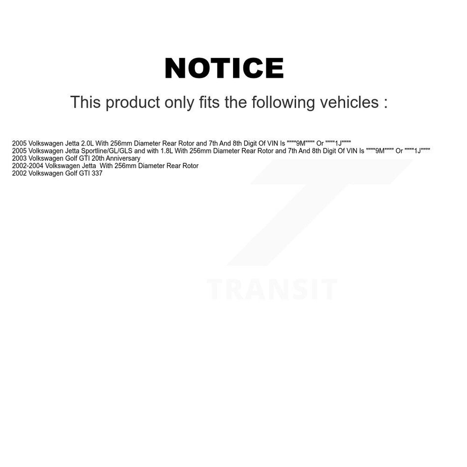 Rear Disc Brake Caliper Rotors And Semi-Metallic Pads Kit For Volkswagen Jetta KC8-100383S