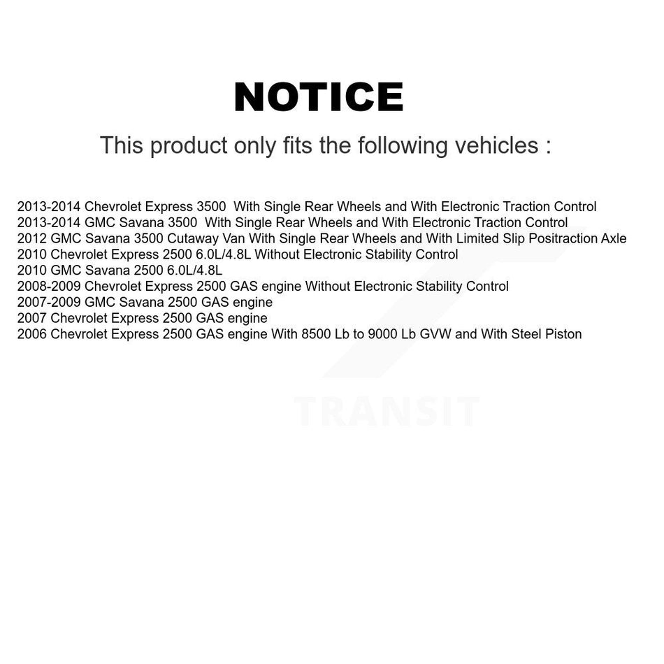 Rear Disc Brake Caliper Rotors And Semi-Metallic Pads Kit For Chevrolet Express 2500 3500 GMC Savana KC8-100430S