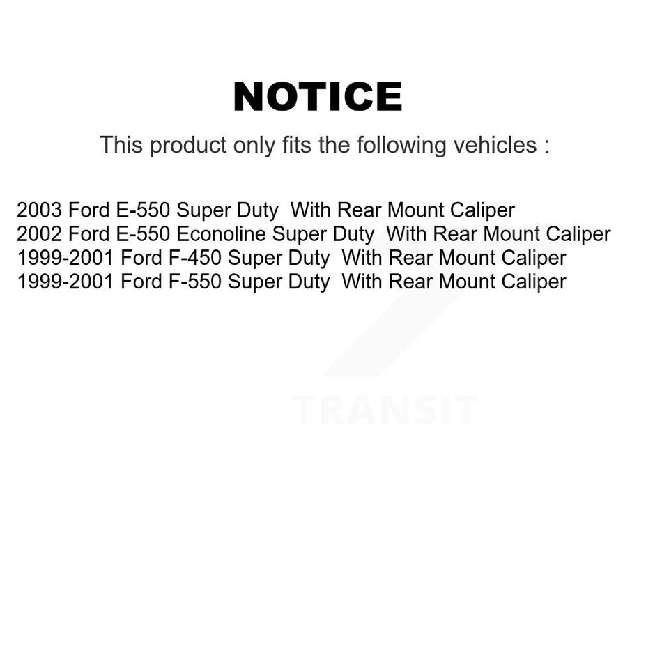 Rear Brake Caliper Rotor And Semi-Metallic Pad Kit For Ford E-550 Super Duty F-450 F-550 KC8-100438P