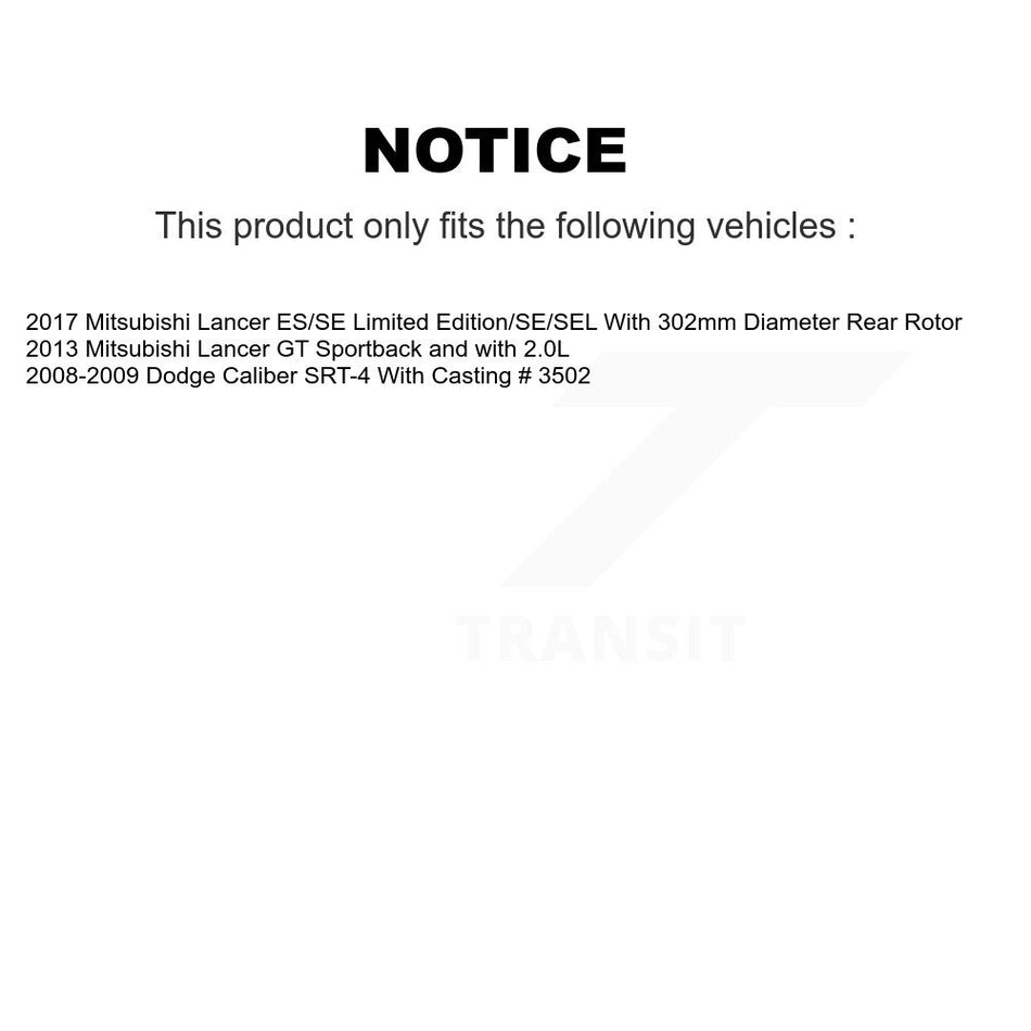 Rear Disc Brake Caliper Rotors And Semi-Metallic Pads Kit For Dodge Caliber Mitsubishi Lancer KC8-100438S