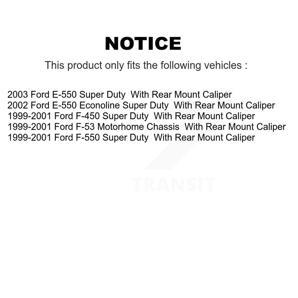 Rear Brake Caliper Rotor Ceramic Pad Kit For Ford E-550 Super Duty F-450 F-550 Econoline KC8-100451C