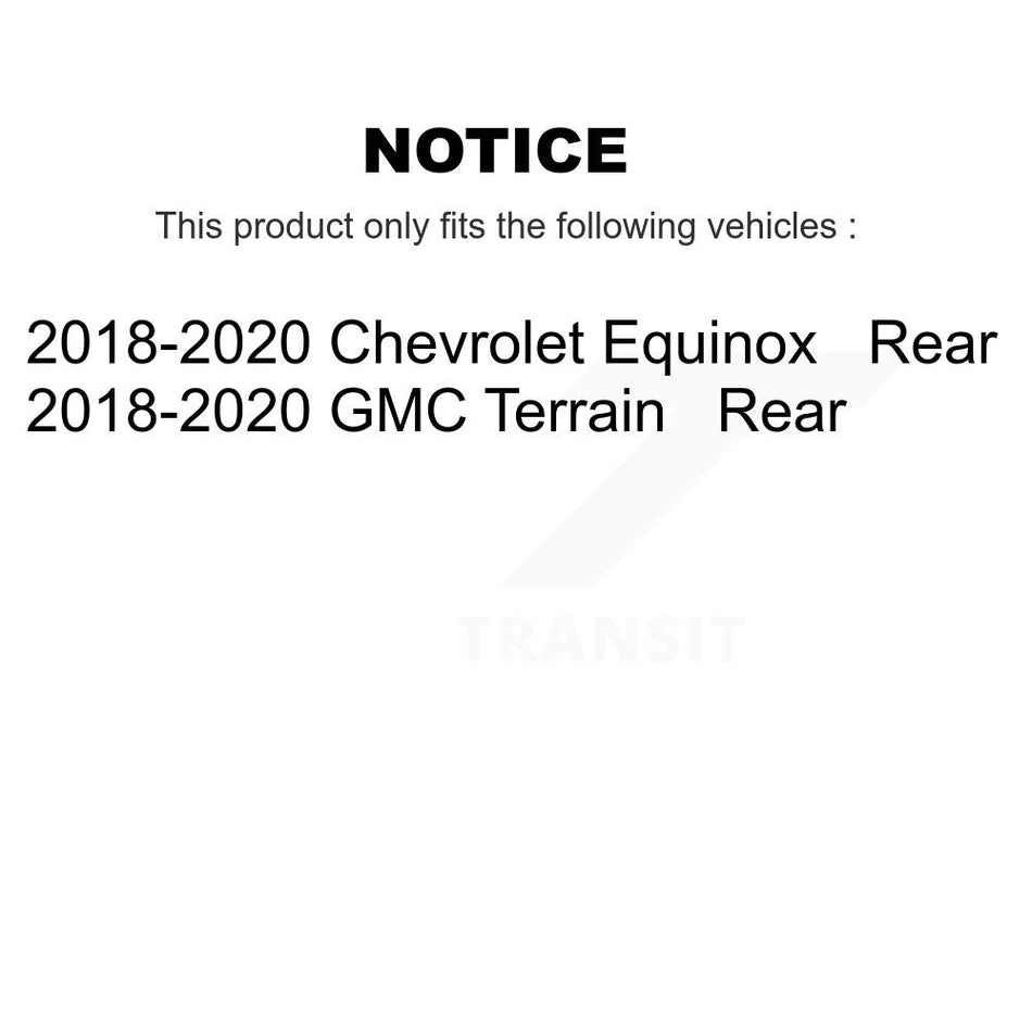 Rear Disc Brake Caliper Rotors And Semi-Metallic Pads Kit For 2018-2020 Chevrolet Equinox GMC Terrain KC8-100469S