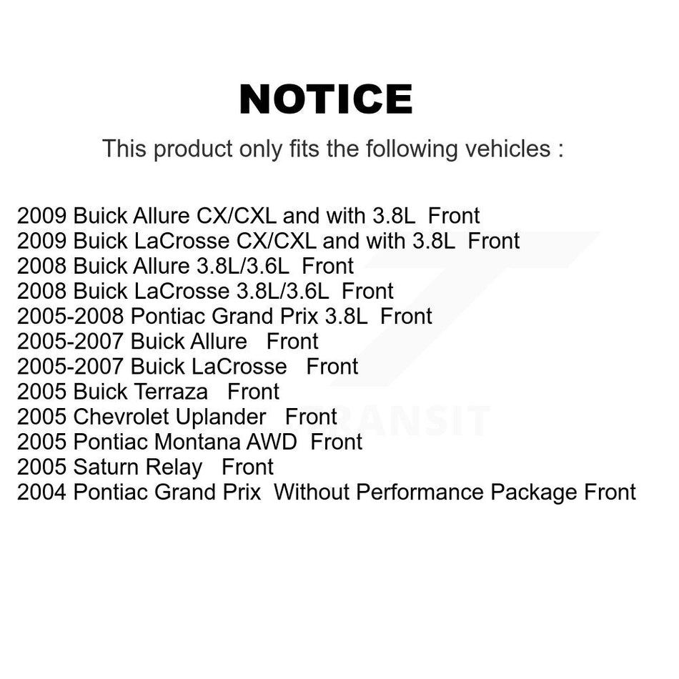 Front Disc Brake Caliper Rotors And Ceramic Pads Kit For Pontiac Grand Prix Buick LaCrosse Chevrolet Uplander Montana Terraza Saturn Relay Allure KC8-100472T