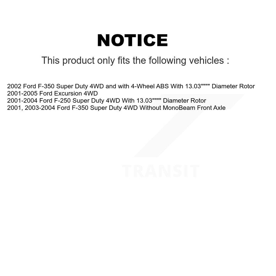 Front Disc Brake Caliper Rotor Ceramic Pad Kit For Ford F-350 Super Duty F-250 Excursion KC8-100492T