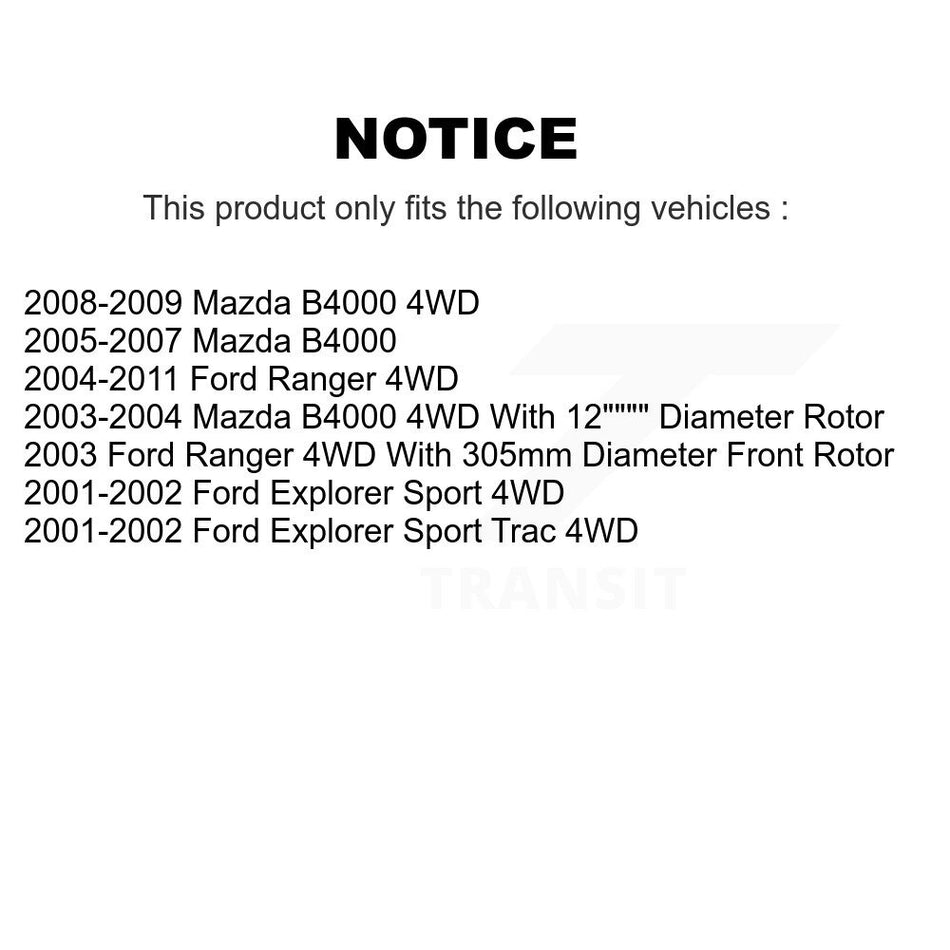 Front Brake Caliper Rotor And Ceramic Pad Kit For Ford Ranger Mazda B4000 Explorer Sport KC8-100497N
