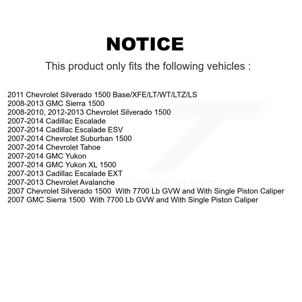 Rear Brake Caliper Rotor & Ceramic Pad Kit For Chevrolet GMC Sierra 1500 Silverado Tahoe KC8-100540C