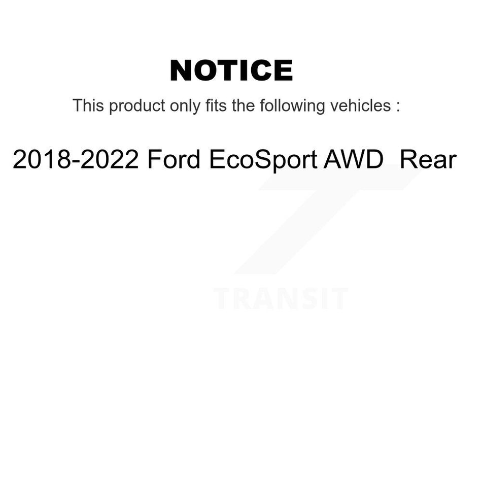 Rear Disc Brake Caliper Rotors And Semi-Metallic Pads Kit For 2018-2022 Ford EcoSport AWD KC8-100621P