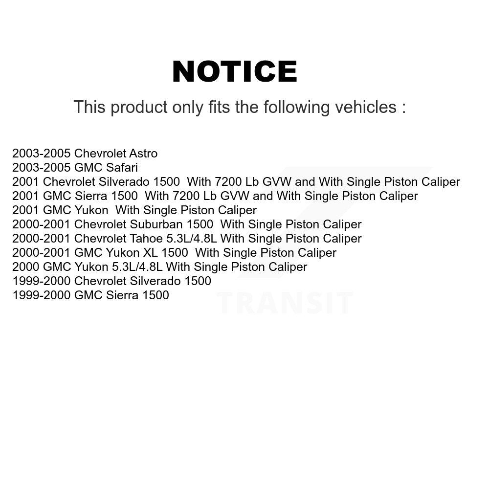 Rear Brake Caliper Rotor & Semi-Metallic Pad Kit For Chevrolet GMC Silverado 1500 Sierra KC8-100624P