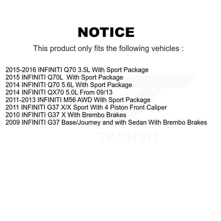 Front Brake Caliper Rotor & Ceramic Pad Kit For 09-13 INFINITI G37 With 4 Piston KC8-100657T