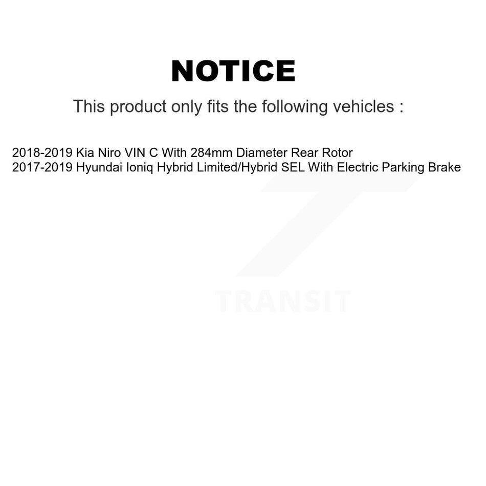 Rear Disc Brake Caliper Rotors And Semi-Metallic Pads Kit For Hyundai Ioniq Kia Niro KC8-100693P
