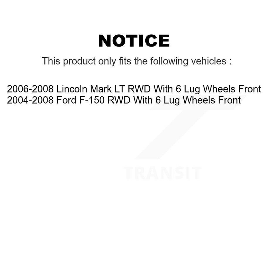 Front Disc Brake Caliper Rotors And Semi-Metallic Pads Kit For Ford F-150 Lincoln Mark LT With 6 Lug Wheels RWD KC8-100713S