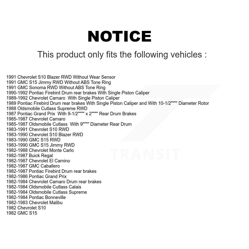 Front Rear Brake Caliper Rotors Drum Ceramic Pads Kit (8Pc) For Chevrolet Camaro Pontiac KC8-100754C