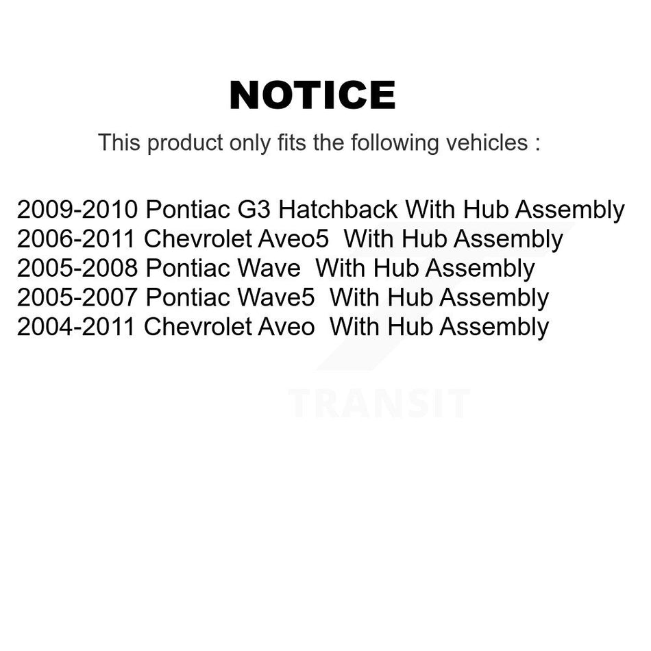 Front Rear Disc Brake Caliper Rotors Drums Semi-Metallic Pads Shoes Wheel Cylinders And Hardware Kit (11Pc) For Chevrolet Aveo Aveo5 Pontiac G3 Wave Wave5 With Hub Assembly KC8-100907P