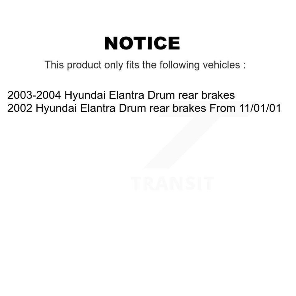 Front Rear Disc Brake Caliper Rotors Drums Ceramic Pads Shoes Wheel Cylinders And Hardware Kit (11Pc) For Hyundai Elantra Drum rear brakes KC8-100940C