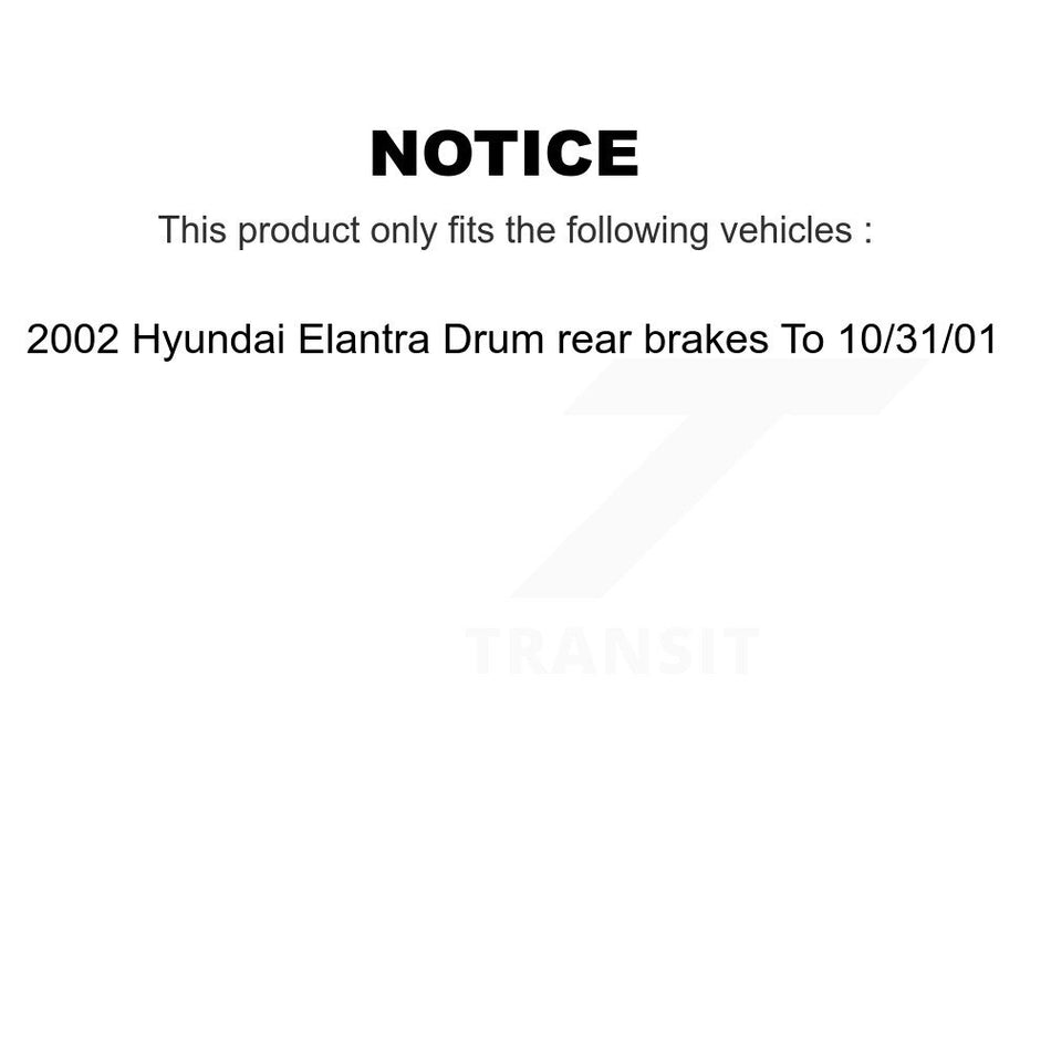 Front Rear Disc Brake Caliper Rotors Drums Ceramic Pads Shoes Wheel Cylinders And Hardware Kit (11Pc) For 2002 Hyundai Elantra Drum rear brakes To 10 31 01 KC8-100941C