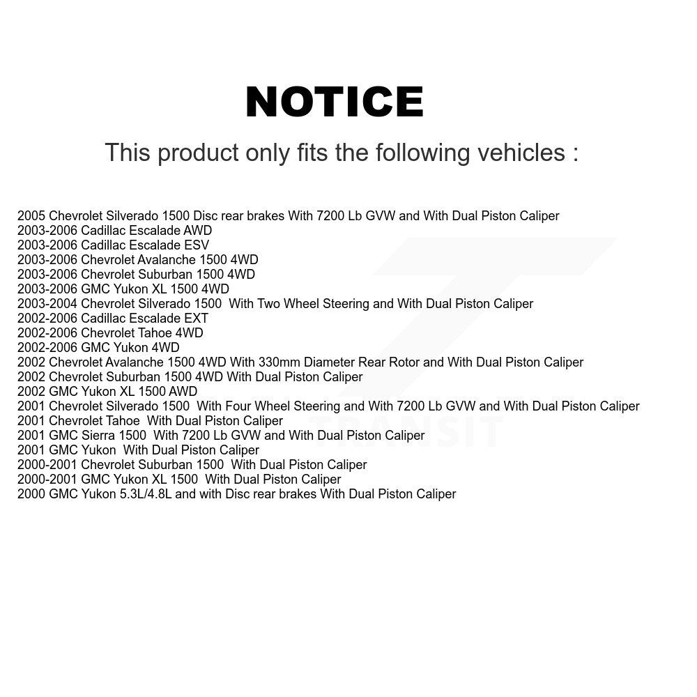 Front Rear Brake Caliper Rotor Semi-Metallic Pad Kit (10Pc) For Chevrolet Silverado 1500 KC8-100962P