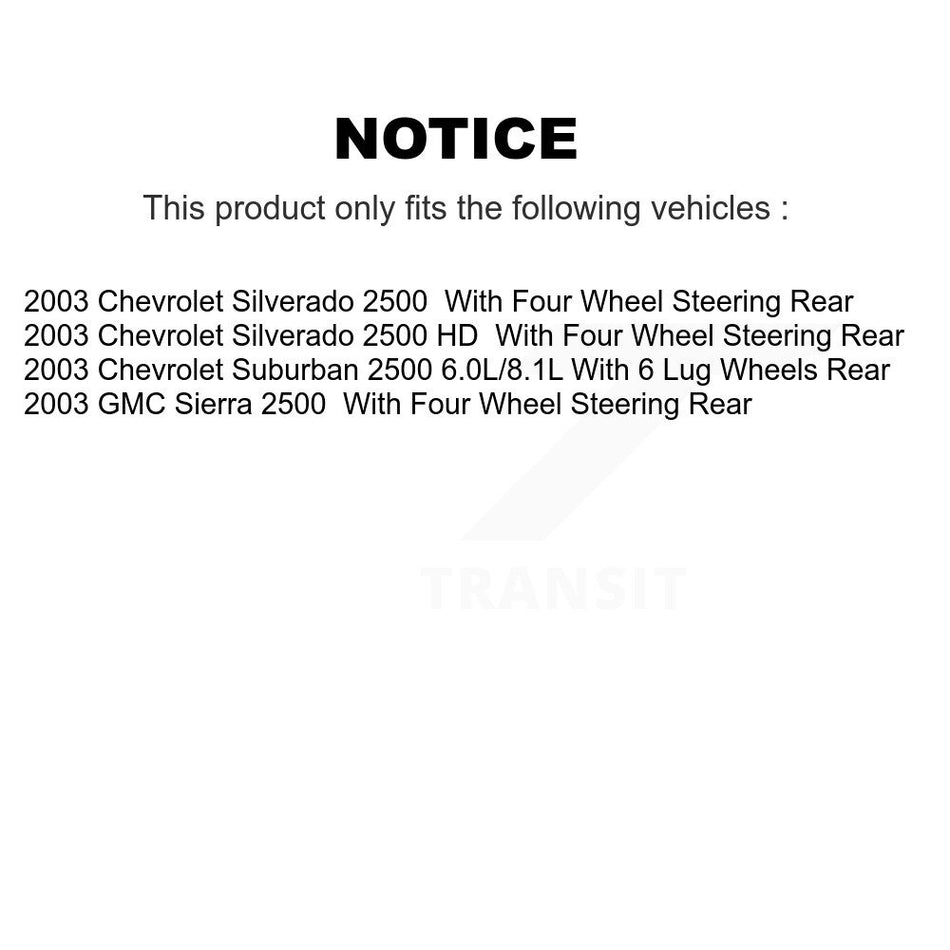 Rear Disc Brake Caliper Rotors And Semi-Metallic Pads Kit For 2003 Chevrolet Silverado 2500 HD Suburban GMC Sierra KC8-101060N