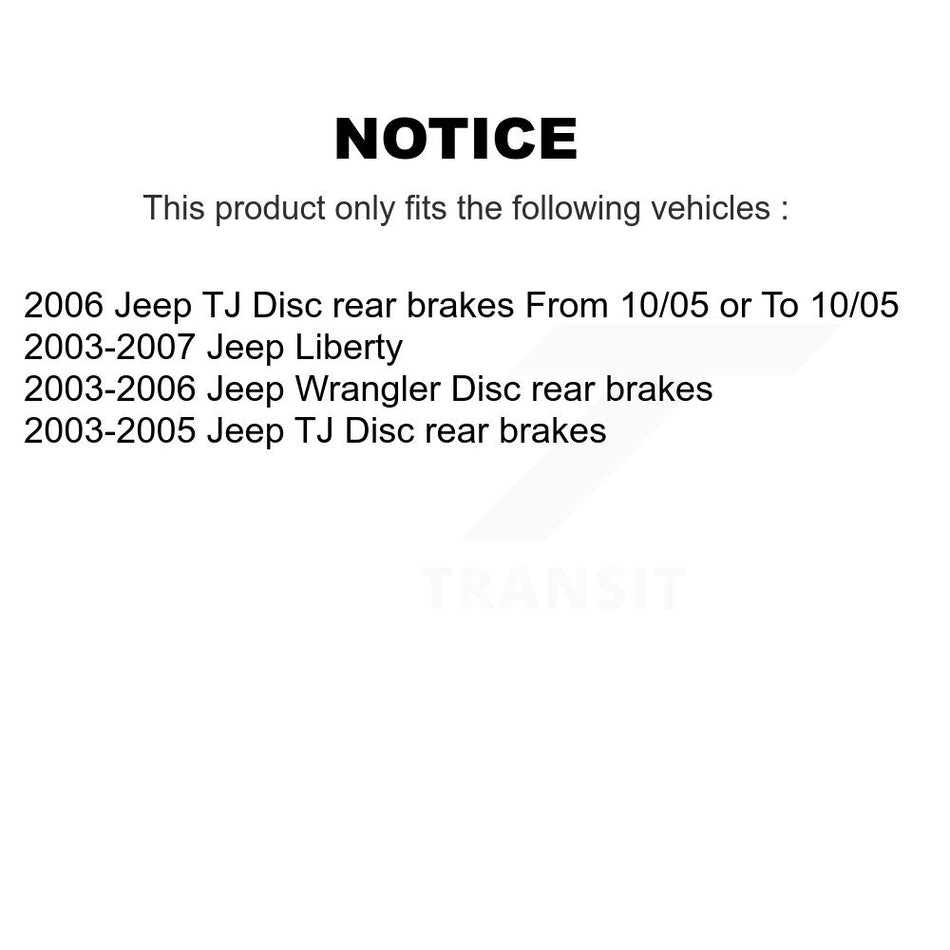 Rear Disc Brake Caliper Rotors And Semi-Metallic Pads Kit For Jeep Liberty Wrangler TJ KC8-101067N