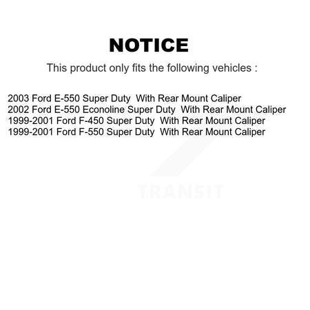 Rear Brake Caliper Rotor And Semi-Metallic Pad Kit For Ford E-550 Super Duty F-450 F-550 KC8-101198N