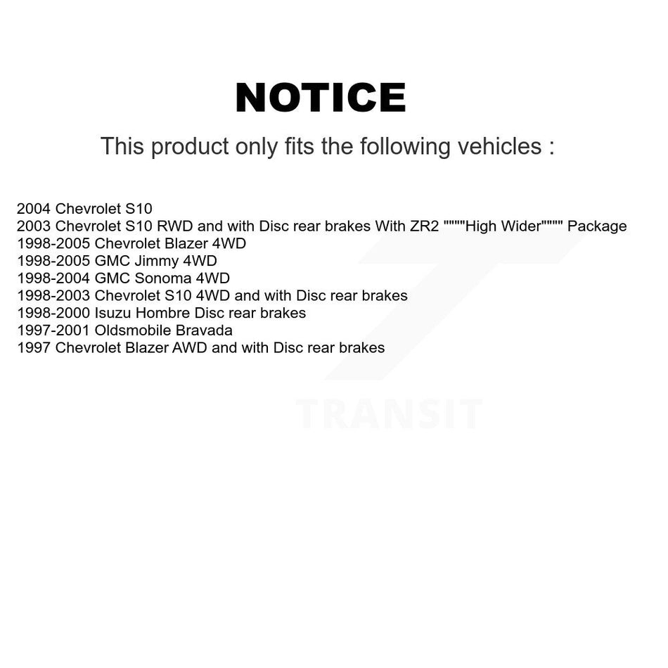 Rear Brake Caliper Rotor Ceramic Pad Kit For Chevrolet GMC Blazer S10 Jimmy Sonoma Isuzu KC8-101202N