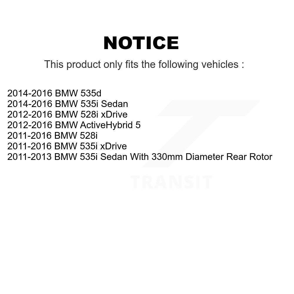 Rear Brake Caliper Rotor & Semi-Metallic Pad Kit For BMW 535i xDrive 528i ActiveHybrid 5 KC8-101332S