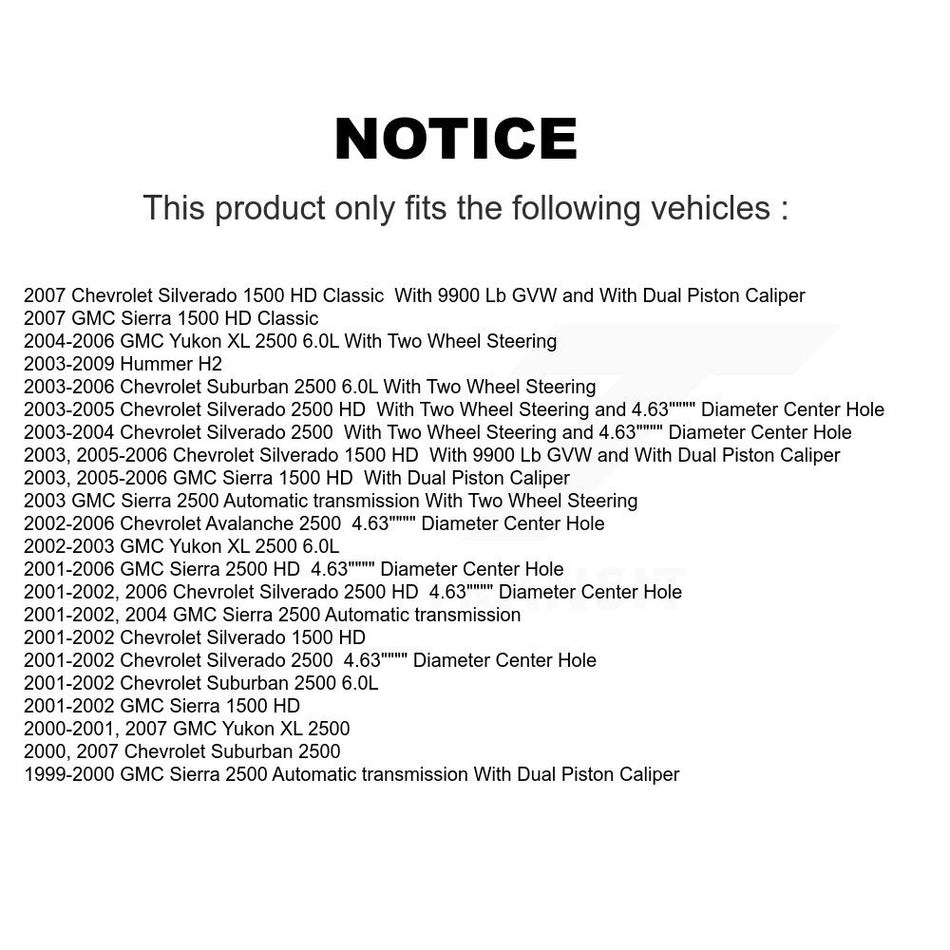 Front Rear Disc Brake Caliper Rotors And Ceramic Pads Kit (10Pc) For Chevrolet Silverado 2500 HD GMC Sierra Hummer H2 1500 Suburban Yukon XL Avalanche Classic KC8-102455N