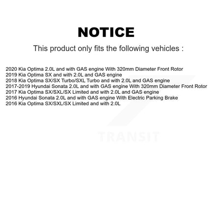 Front Brake Caliper Drill Slot Rotor Semi-Metallic Pad Kit For Hyundai Sonata Kia Optima KCD-100022S