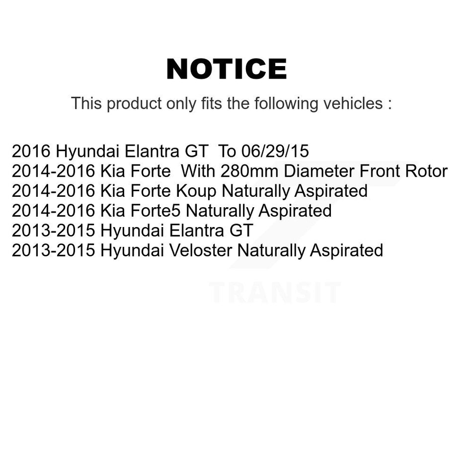 Front Brake Caliper Drill Slotted Rotor Semi-Metallic Pad Kit For Hyundai Elantra GT Kia KCD-100042P