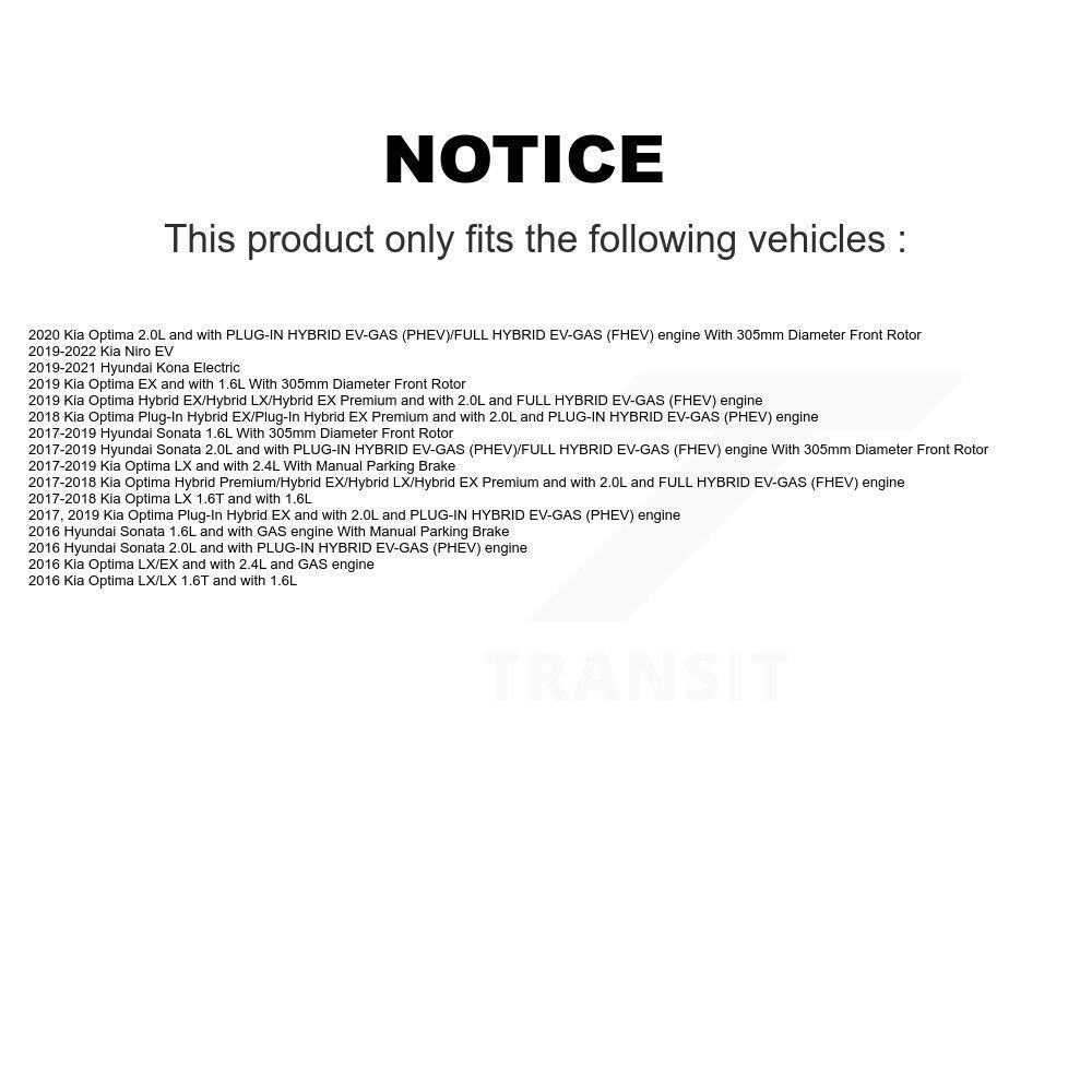 Front Brake Caliper Drilled Slot Rotor Semi-Metallic Pad Kit For Hyundai Sonata Kia Kona KCD-100066P