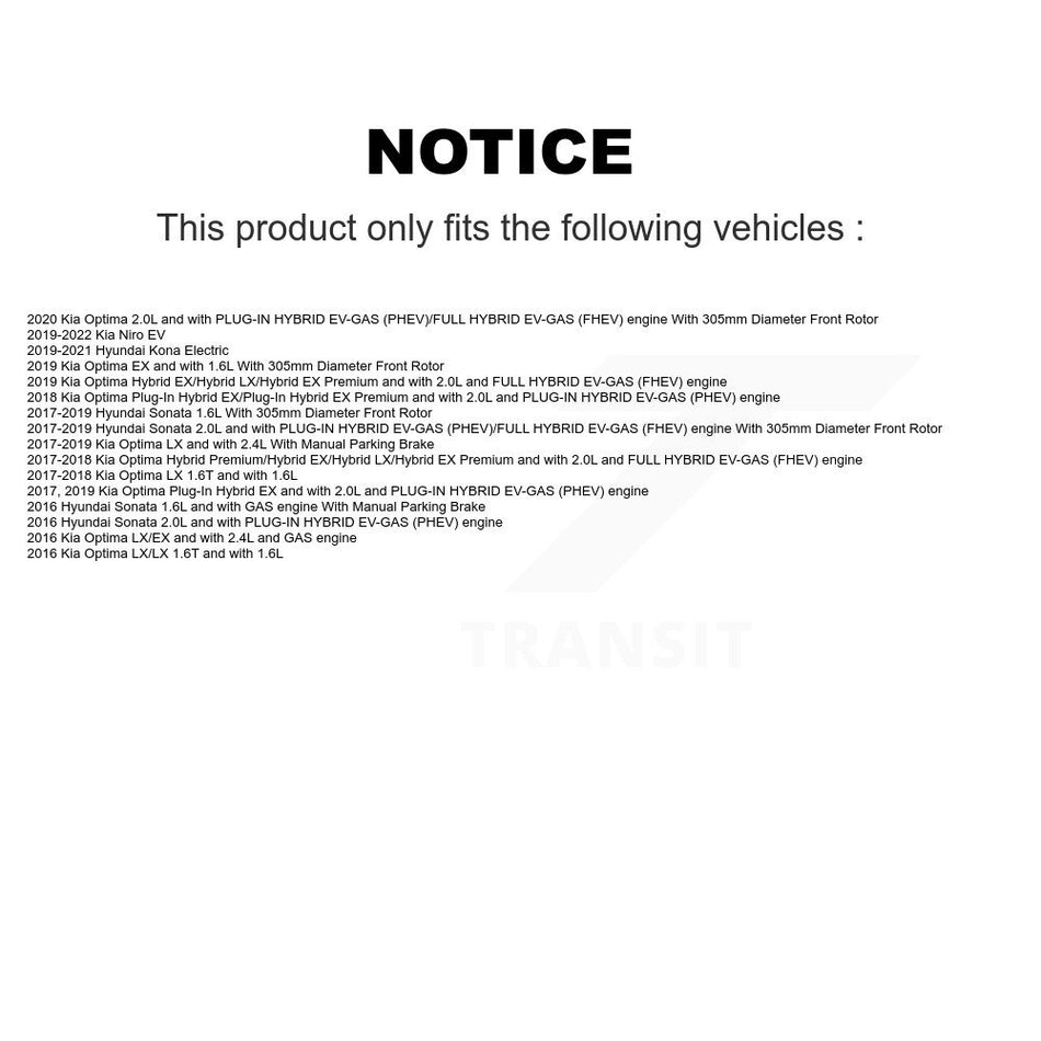 Front Brake Caliper Drilled Slot Rotor Semi-Metallic Pad Kit For Hyundai Sonata Kia Kona KCD-100066P