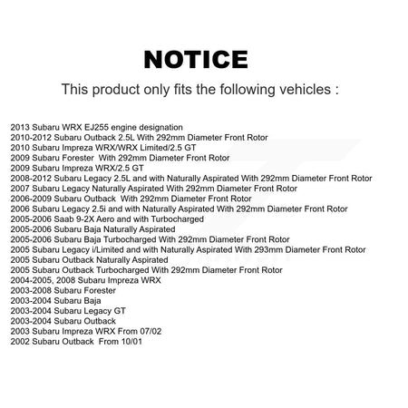 Front Brake Caliper Drill Slot Rotor Ceramic Pad Kit For Subaru Outback Impreza Forester KCD-100117N
