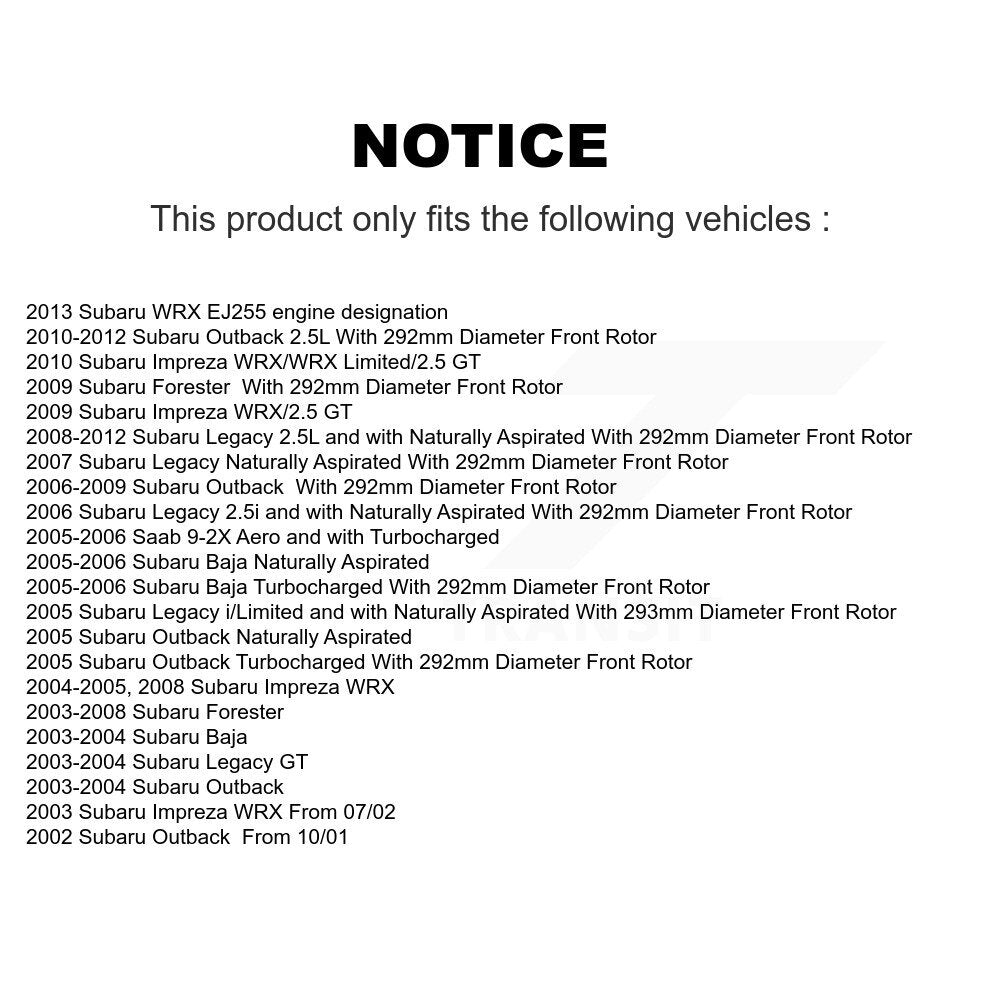 Front Brake Caliper Drill Slot Rotor Ceramic Pad Kit For Subaru Outback Impreza Forester KCD-100118N