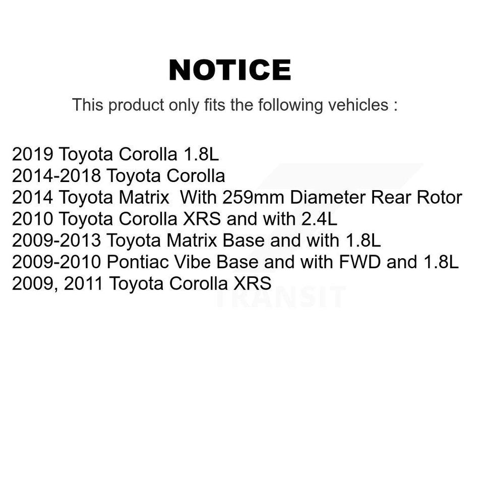 Front Rear Brake Caliper Drill Slot Rotor Semi-Metallic Pad Kit (10Pc) For Toyota Matrix KCD-100227P