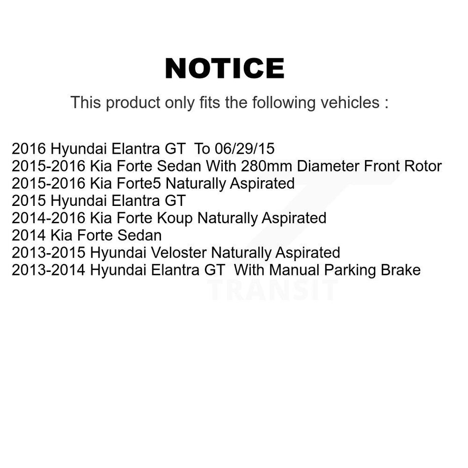 Front Rear Brake Caliper Drill Slotted Rotor Semi-Metallic Pad Kit (10Pc) For Hyundai GT KCD-100404S