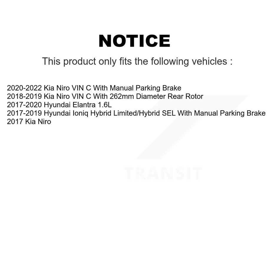 Rear Brake Caliper Drilled Slot Rotor Semi-Metallic Pad Kit For Hyundai Elantra Kia Niro KCD-100450S