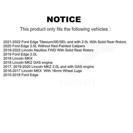 Rear Brake Caliper Drilled Slot Rotor Ceramic Pad Kit For Ford Edge Lincoln MKX Nautilus KCD-100514C