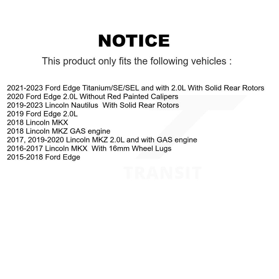 Rear Brake Caliper Drilled Slot Rotor Ceramic Pad Kit For Ford Edge Lincoln MKX Nautilus KCD-100525T