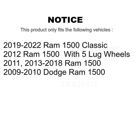 Front Rear Brake Coat Caliper Drill Slot Rotor Semi-Metallic Pad Kit (10Pc) For Ram 1500 KCD-100736N