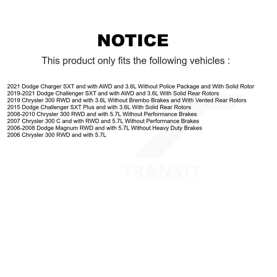 Rear Brake Caliper Drill Slotted Rotor Ceramic Pad Kit For Chrysler 300 Dodge Challenger KCD-101368N