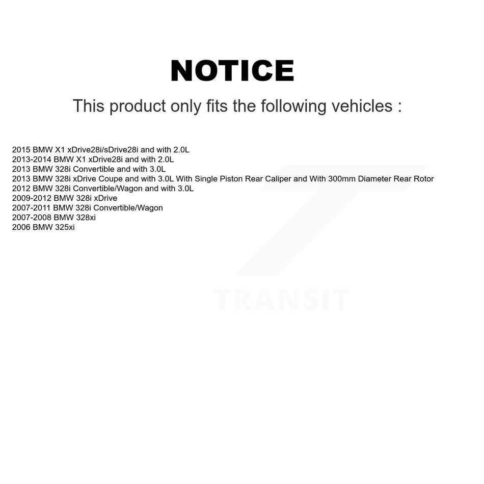 Rear Disc Brake Caliper Coated Rotors And Semi-Metallic Pads Kit For BMW 328i xDrive X1 328xi 325xi KCG-100010P