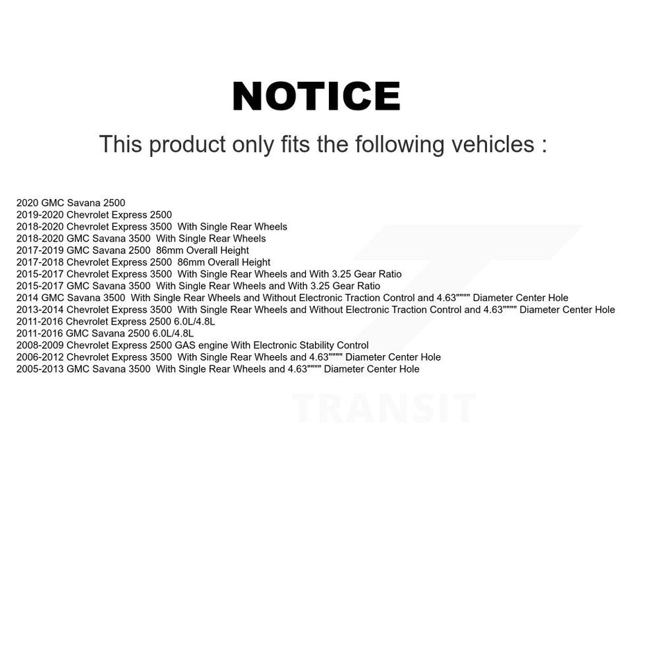 Rear Disc Brake Caliper Coated Rotors And Semi-Metallic Pads Kit For Chevrolet Express 3500 2500 GMC Savana KCG-100013S