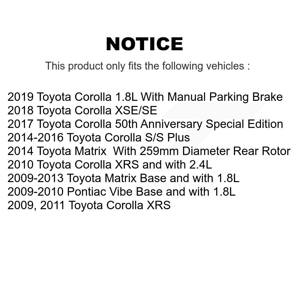 Rear Brake Caliper Coat Rotor And Ceramic Pad Kit For Toyota Corolla Matrix Pontiac Vibe KCG-100014T