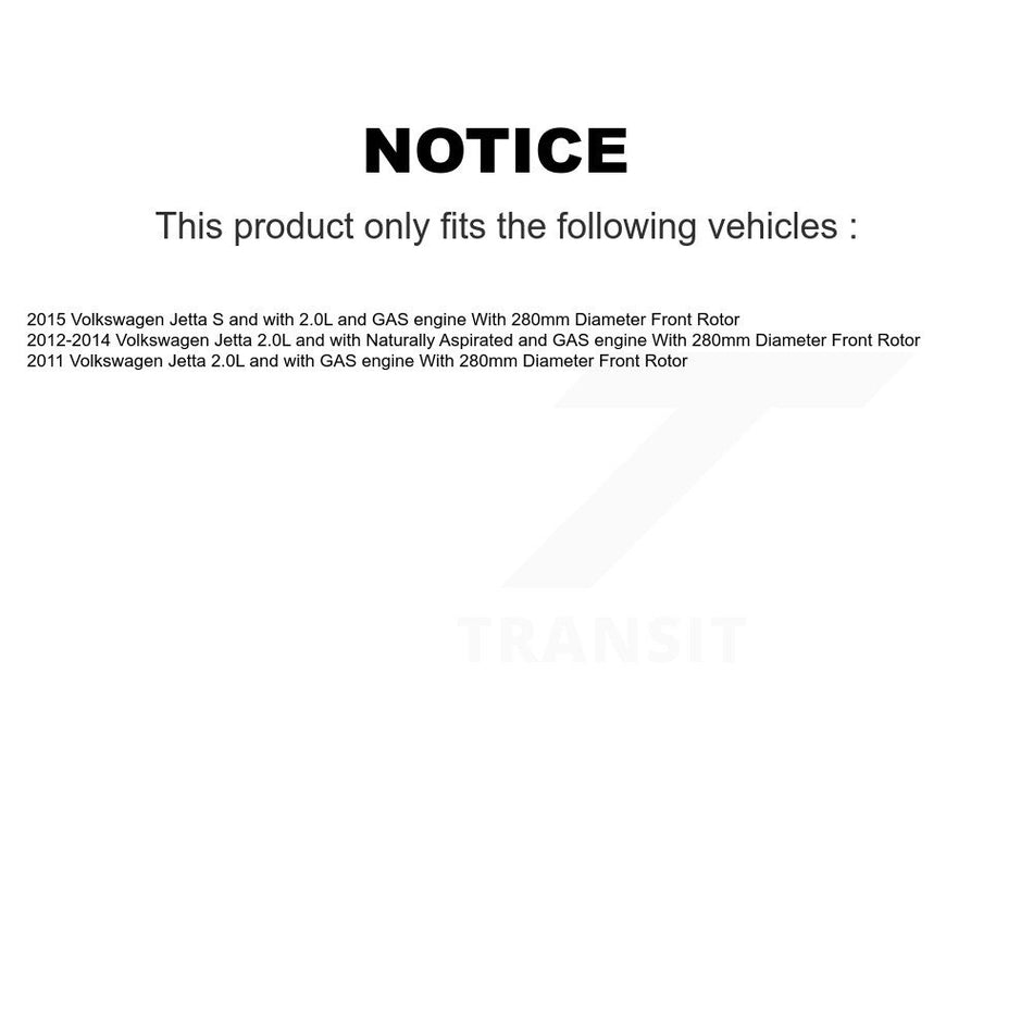 Front Disc Brake Caliper Coated Rotors And Semi-Metallic Pads Kit For Volkswagen Jetta With 280mm Diameter Rotor KCG-100017N