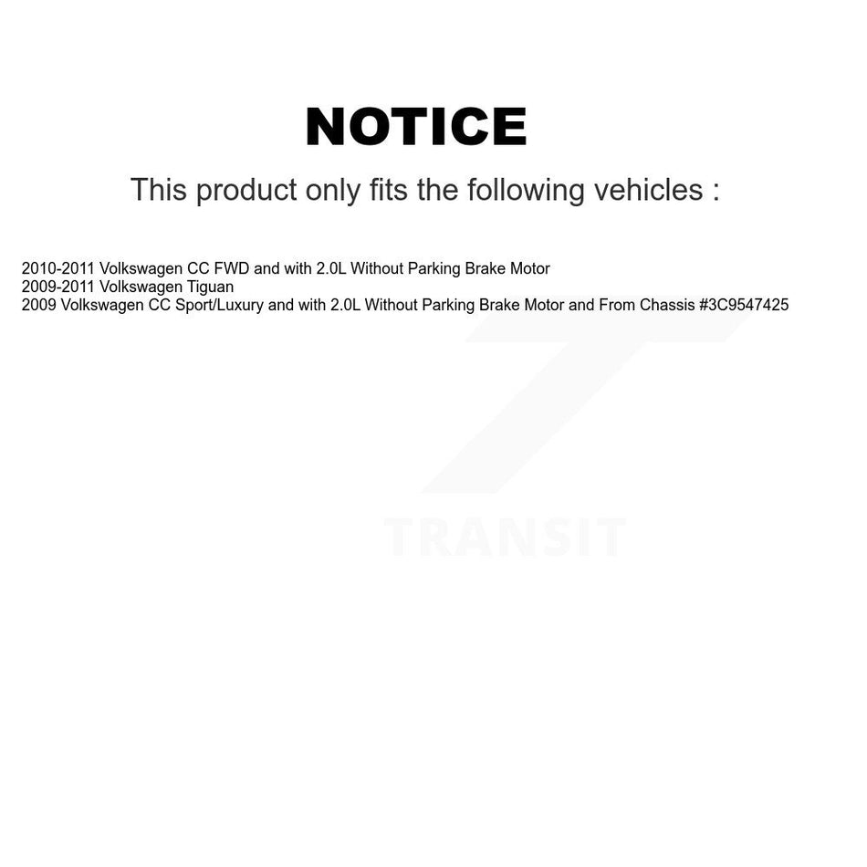 Rear Disc Brake Caliper Coated Rotors And Semi-Metallic Pads Kit For Volkswagen Tiguan CC KCG-100059P