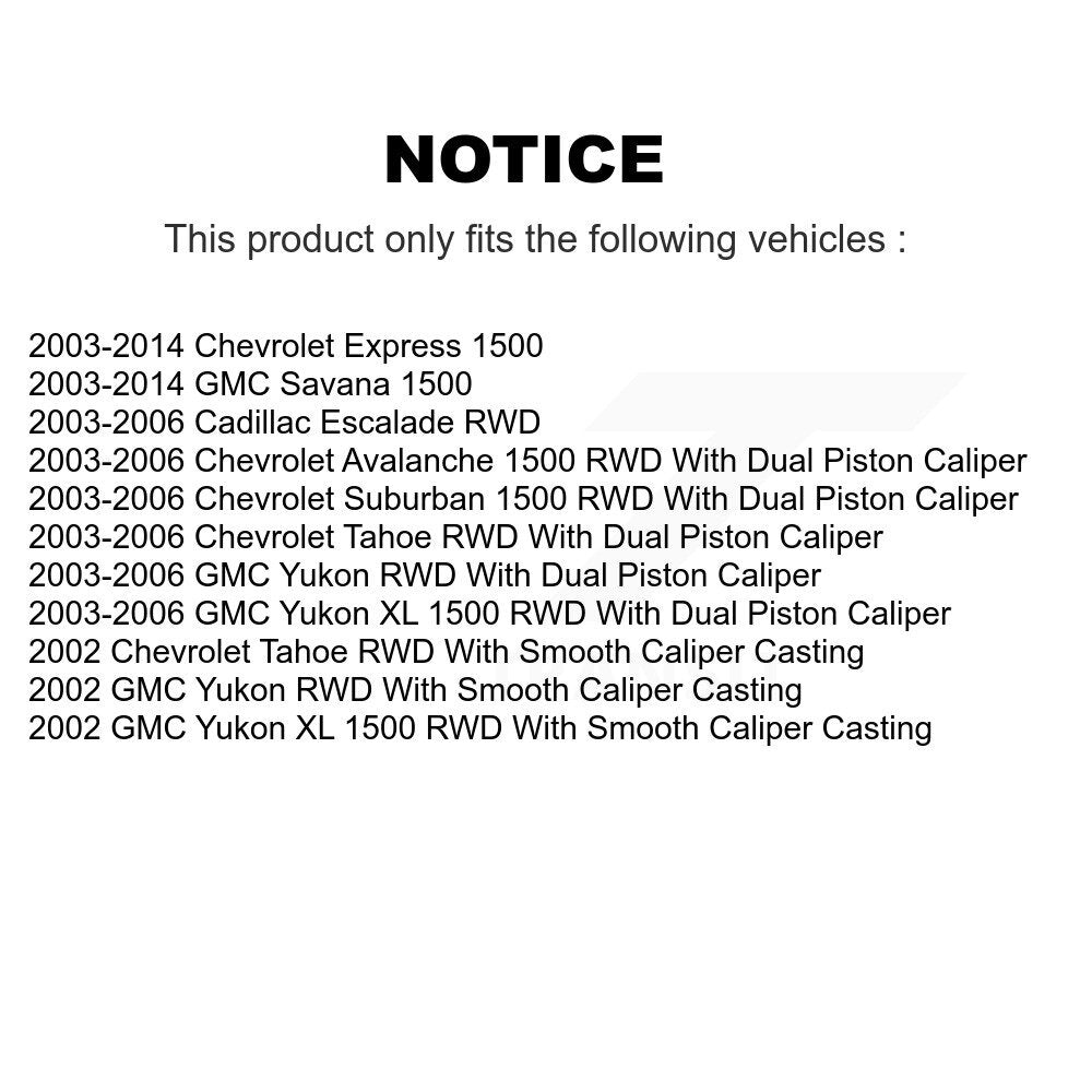 Rear Brake Caliper Coat Rotor & Ceramic Pad Kit For Chevrolet GMC Avalanche 1500 Express KCG-100064T